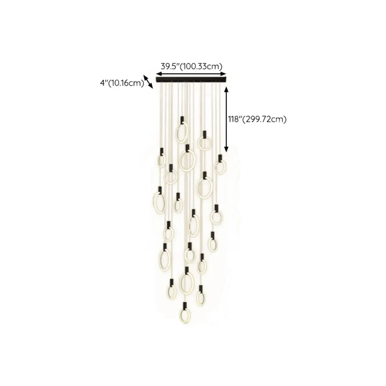 Customizable Gold Ring LED Cluster Pendant Light for Staircase Image - 32