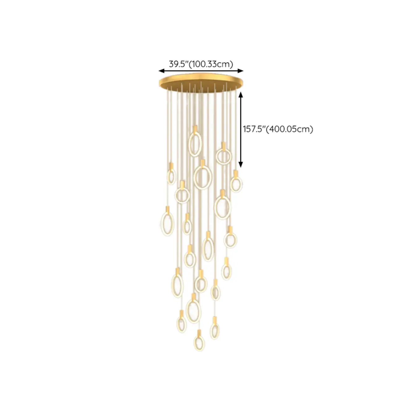 Customizable Gold Ring LED Cluster Pendant Light for Staircase Image - 33 | homeyfad
