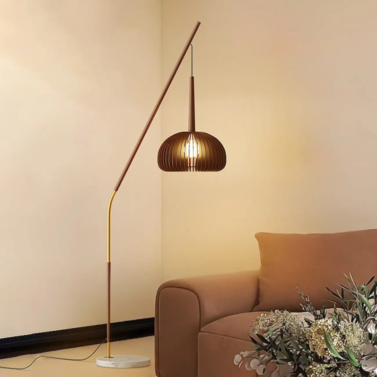 Modern Metal Globe Shade Floor Lamp with Marble Base Image - 8 | homeyfad