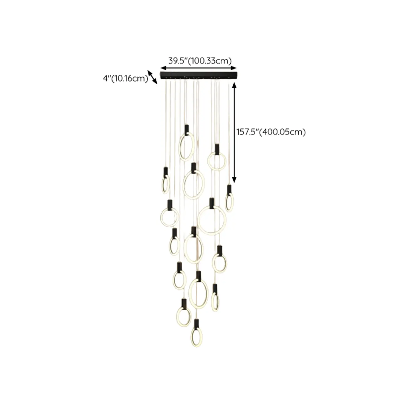 Customizable Gold Ring LED Cluster Pendant Light for Staircase Image - 34 | homeyfad