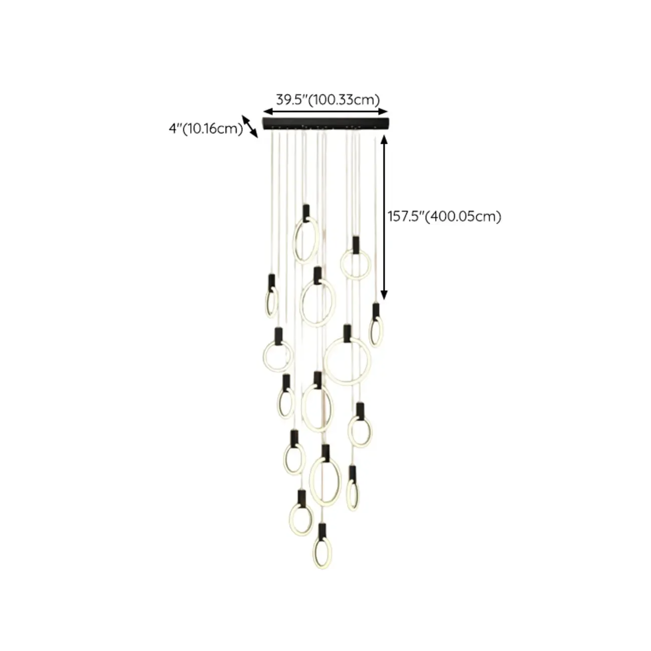 Customizable Gold Ring LED Cluster Pendant Light for Staircase Image - 34