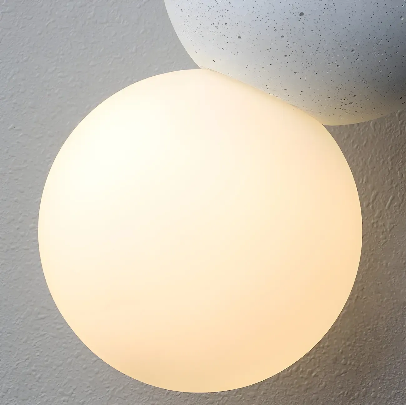 Minimalist Milky Glass Globe Pendant Lamp with Beaded Detail for Bedside Image - 13