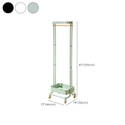 Modern Metal Coat Rack with Wheels and Basket #size