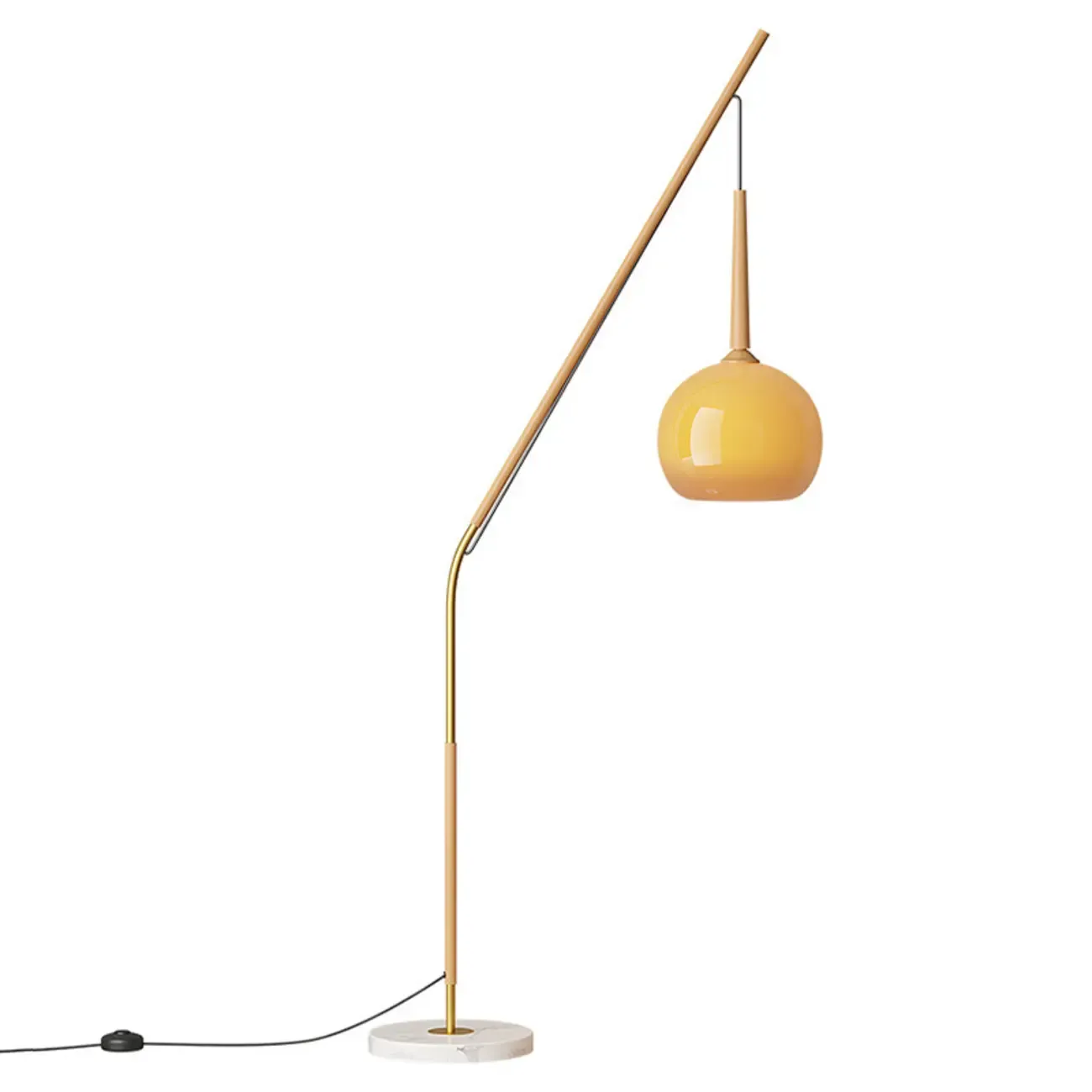 Modern Metal Globe Shade Floor Lamp with Marble Base Image - 9