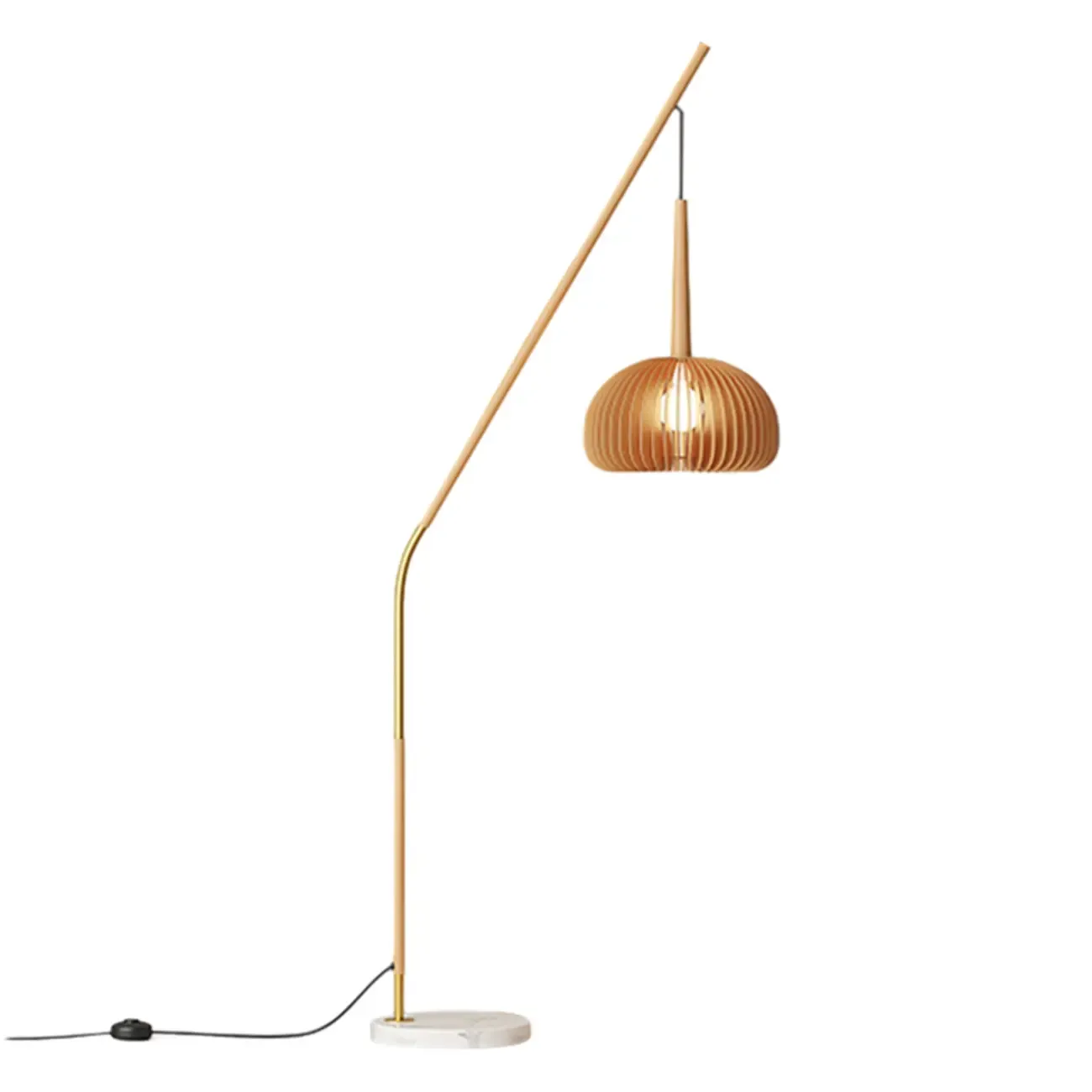 Modern Metal Globe Shade Floor Lamp with Marble Base Image - 10