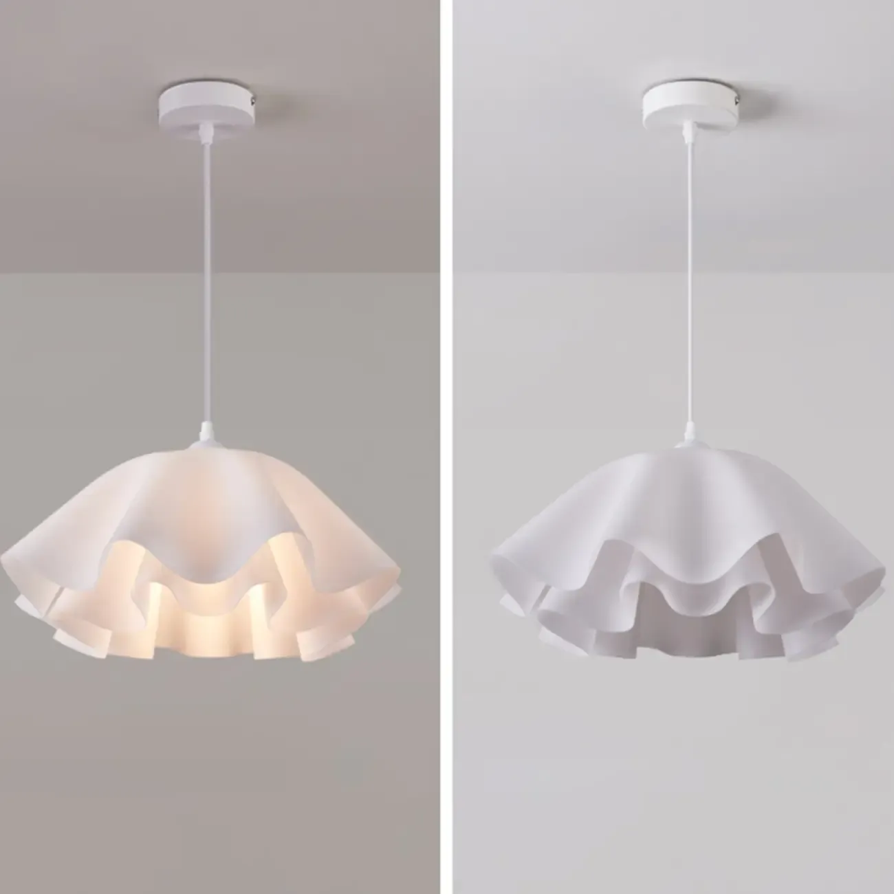 Layered Floral White Acrylic Pendant Light for Elegant Living Room Image - 7