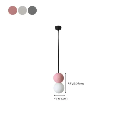 Minimalist Milky Glass Globe Pendant Lamp with Beaded Detail for Bedside #size