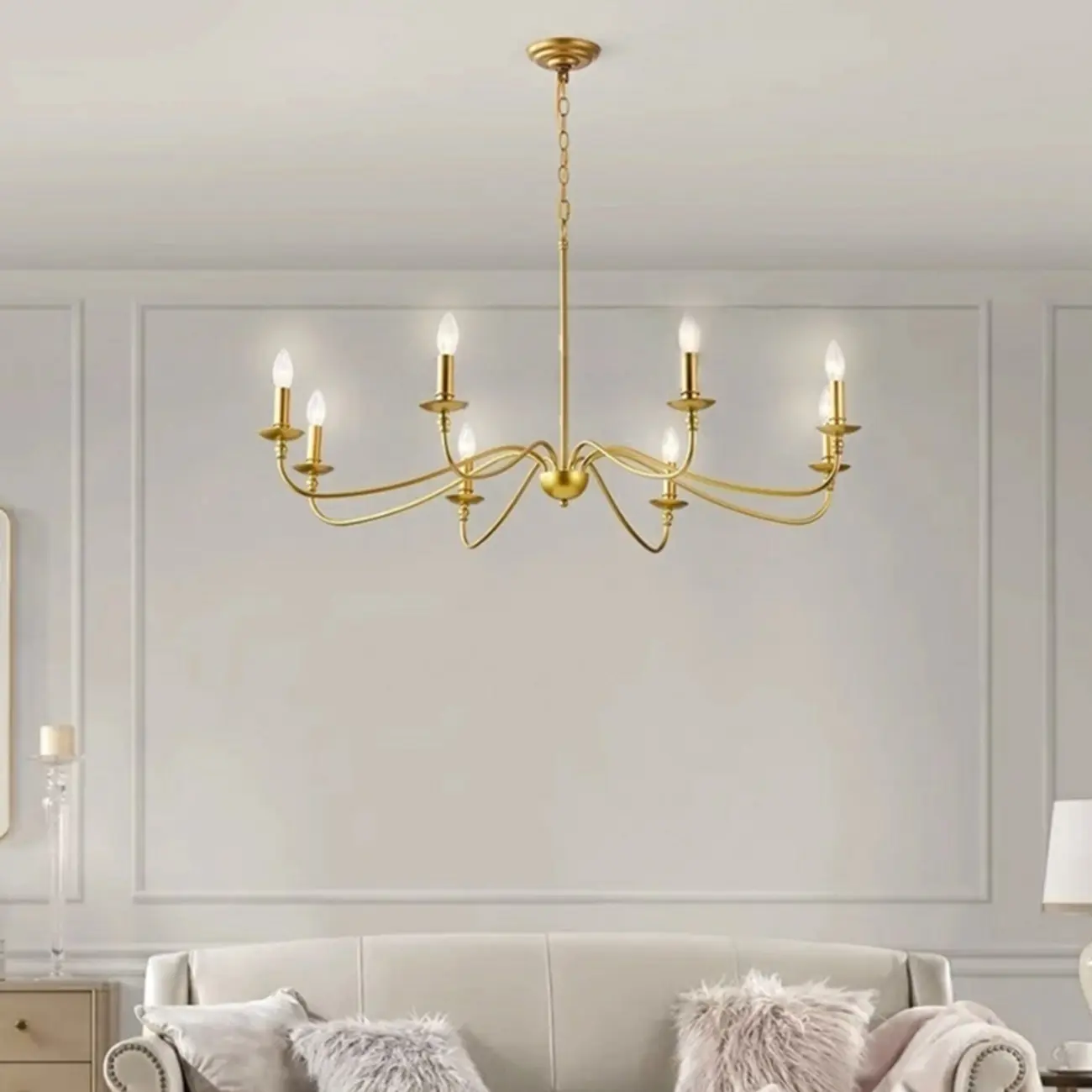 8-Light Vintage Elegant Candle Chandelier for Living Room Image - 1 | homeyfad