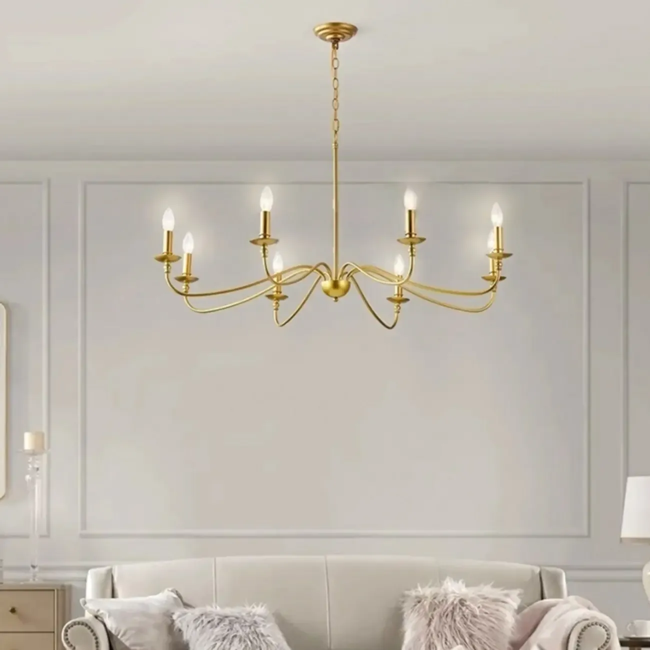 8-Light Vintage Elegant Candle Chandelier for Living Room Image - 1
