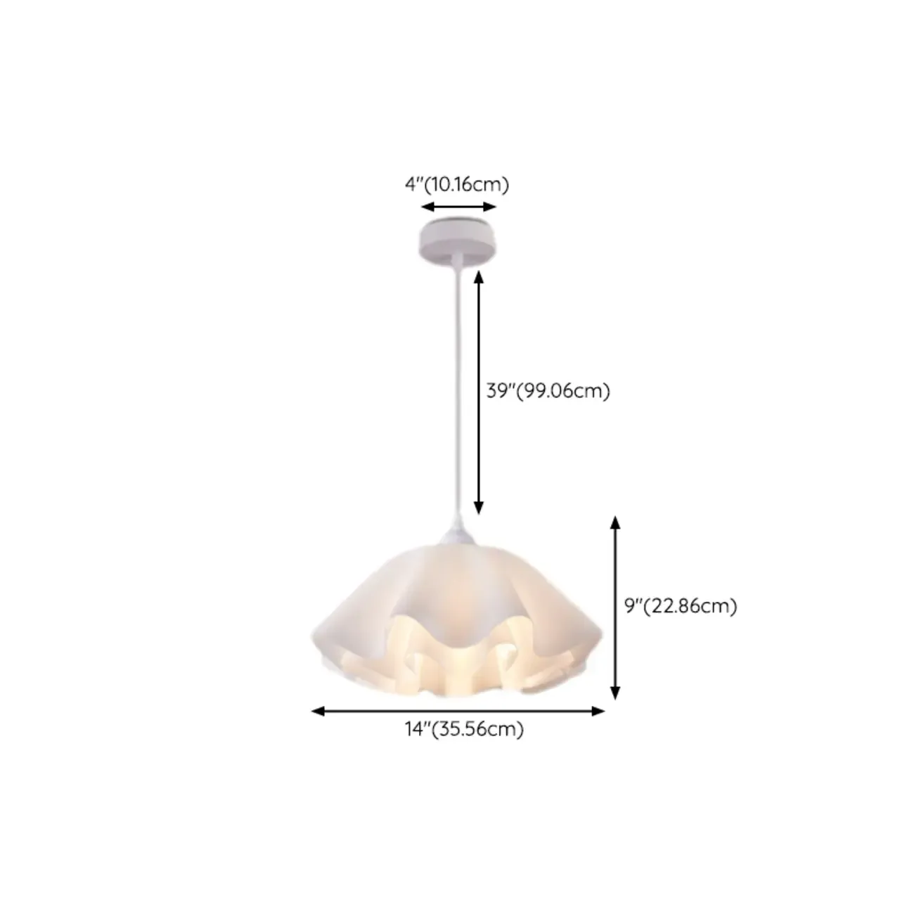 Layered Floral White Acrylic Pendant Light for Elegant Living Room #size