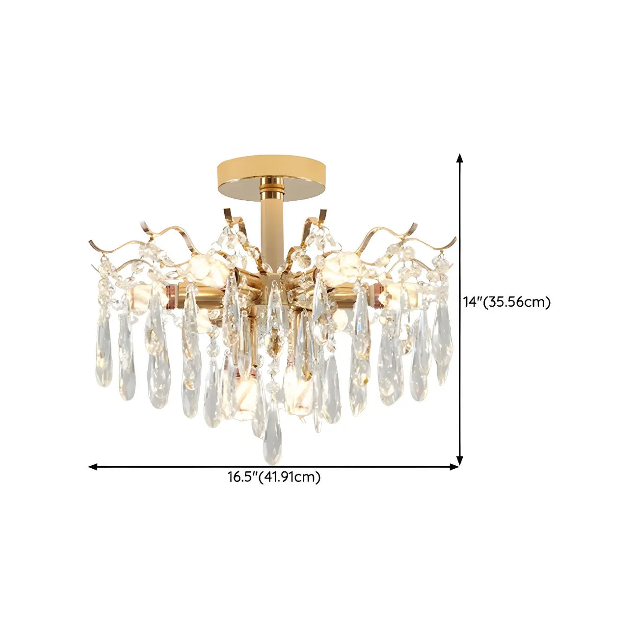 Dining Room Multi-Light Crystal Water Drop Pendant Chandelier #size