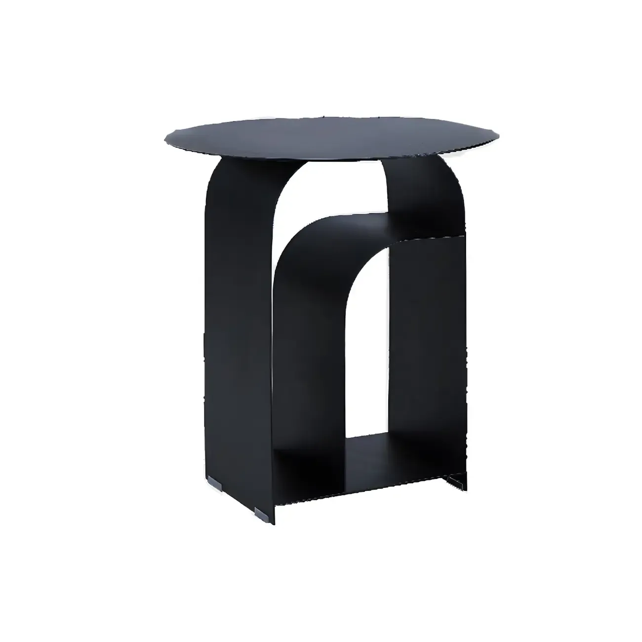 Simplistic White Metal Bedside Table with Open Storage Image - 2