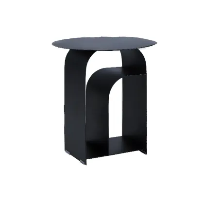 Simplistic White Metal Bedside Table with Open Storage Image - 2