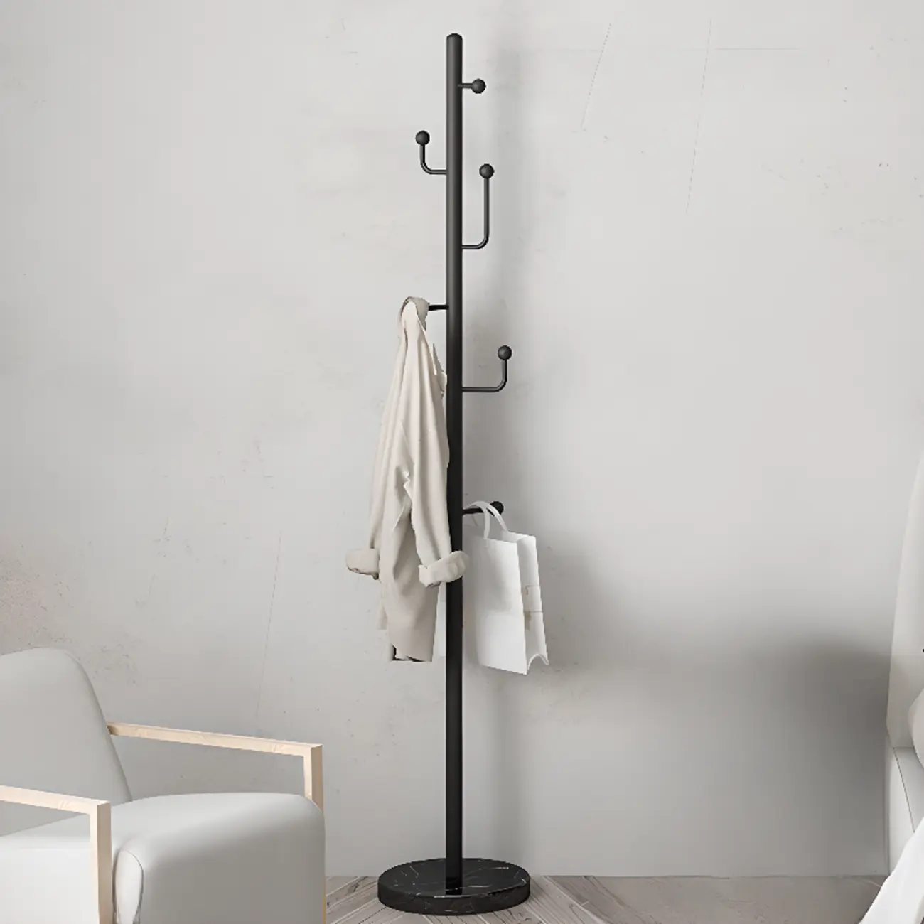 Glam Black Metal Freestanding Coat Rack Image - 2 | homeyfad