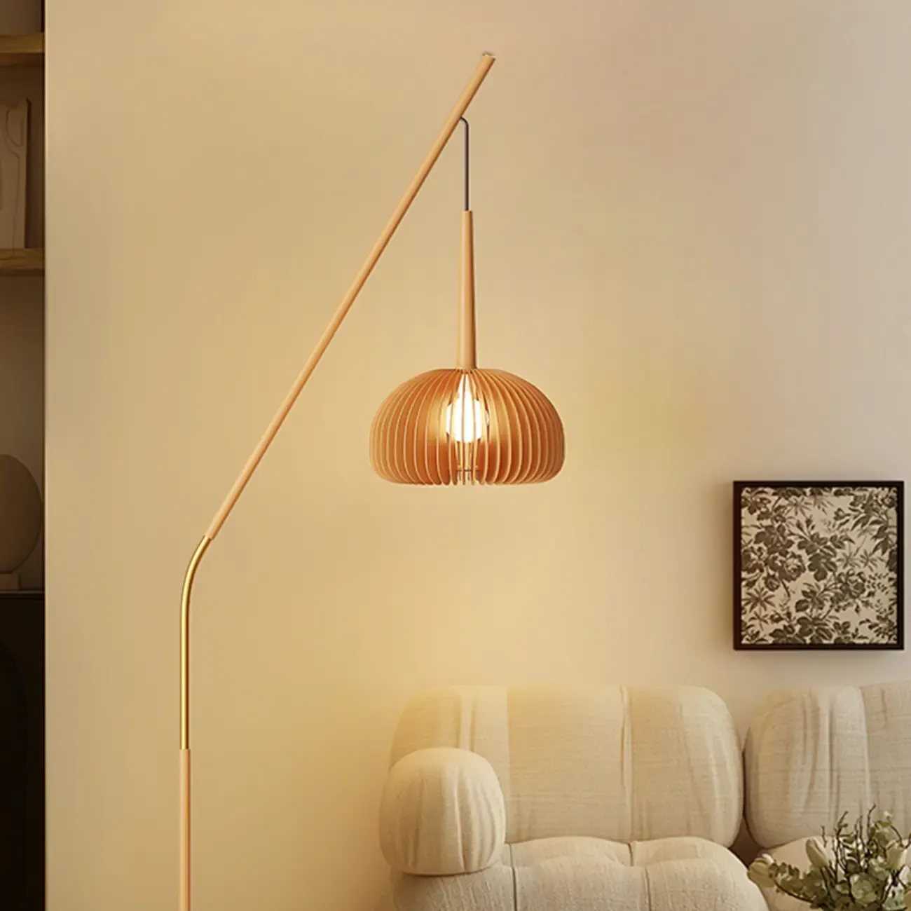 Modern Metal Globe Shade Floor Lamp with Marble Base Image - 16