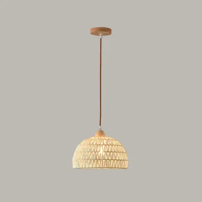 Natural Rattan Dome Pendant Lamp for Living Room Image - 3