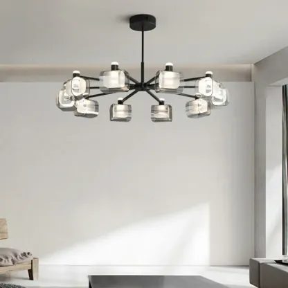 Modern Clear Glass Chandelier with Adjustable Hanging Length Image - 1