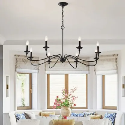 8-Light Vintage Elegant Candle Chandelier for Living Room Image - 5