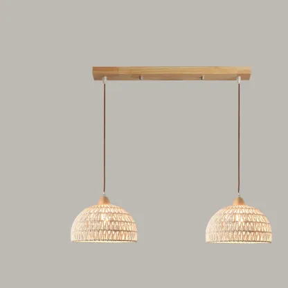 Natural Rattan Dome Pendant Lamp for Living Room Image - 5