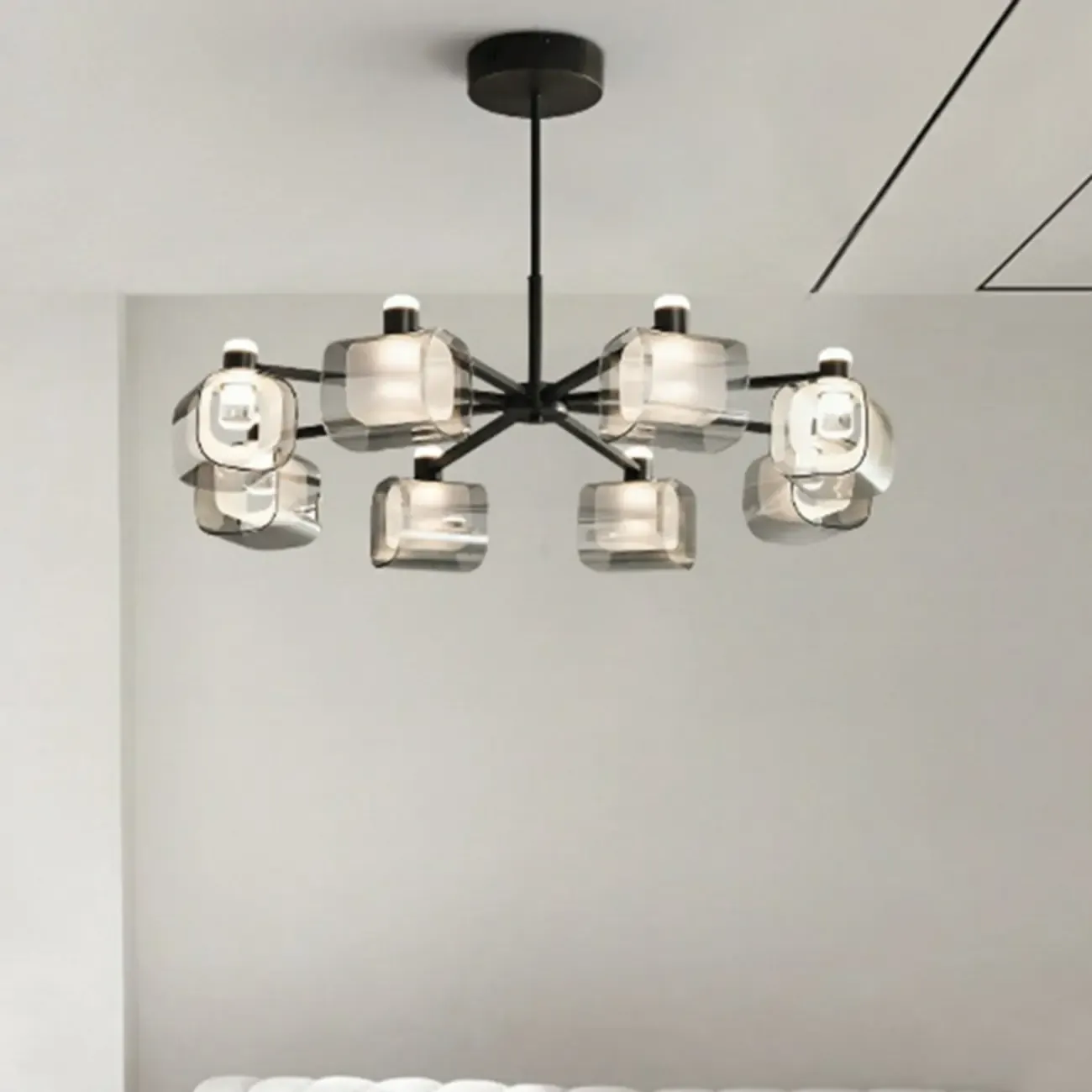 Modern Clear Glass Chandelier with Adjustable Hanging Length Image - 2