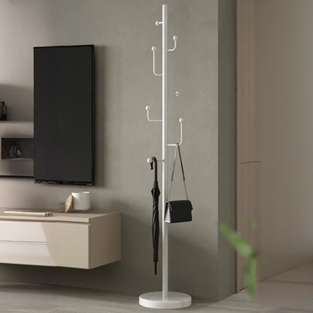 Glam Black Metal Freestanding Coat Rack Image - 4