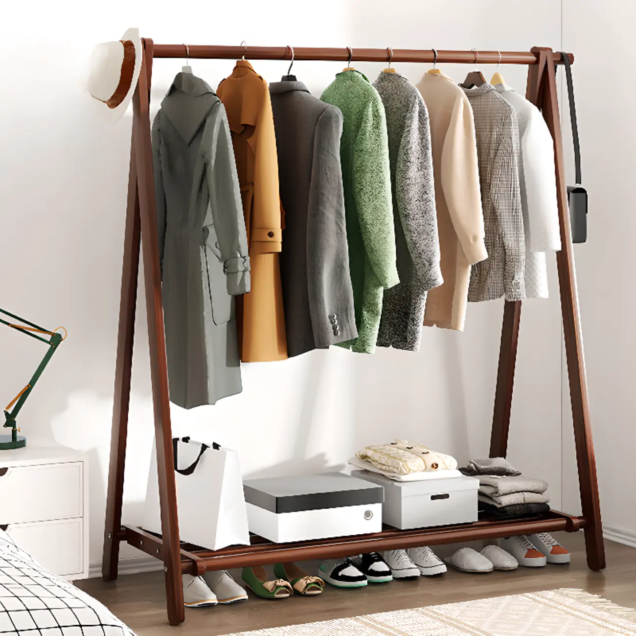 Scandinavian Wooden Hall Tree with Storage and Shelf Image - 2 | homeyfad