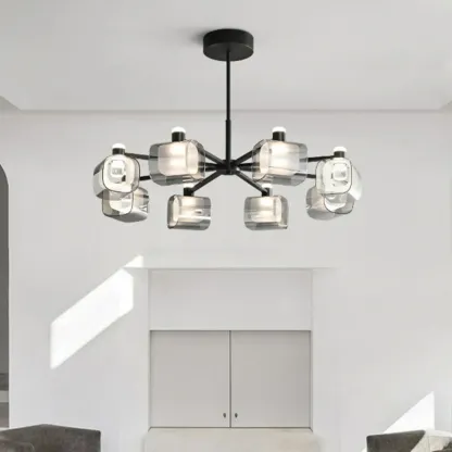 Modern Clear Glass Chandelier with Adjustable Hanging Length Image - 3