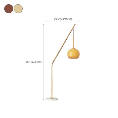 Modern Metal Globe Shade Floor Lamp with Marble Base #size