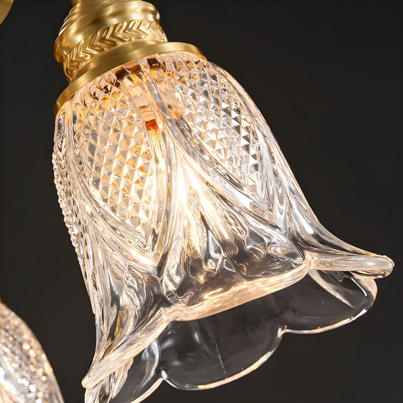 Brass Geometric Island Pendant Light with Glass Floral Shape Image - 6 | homeyfad