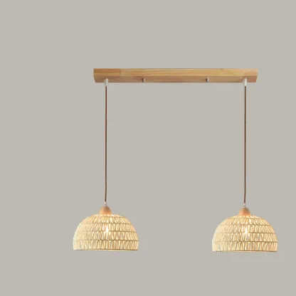 Natural Rattan Dome Pendant Lamp for Living Room Image - 7