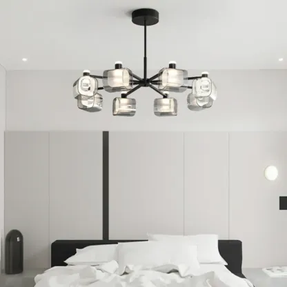 Modern Clear Glass Chandelier with Adjustable Hanging Length Image - 4