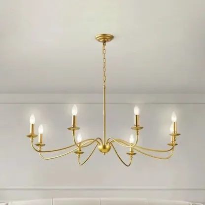 8-Light Vintage Elegant Candle Chandelier for Living Room Image - 8