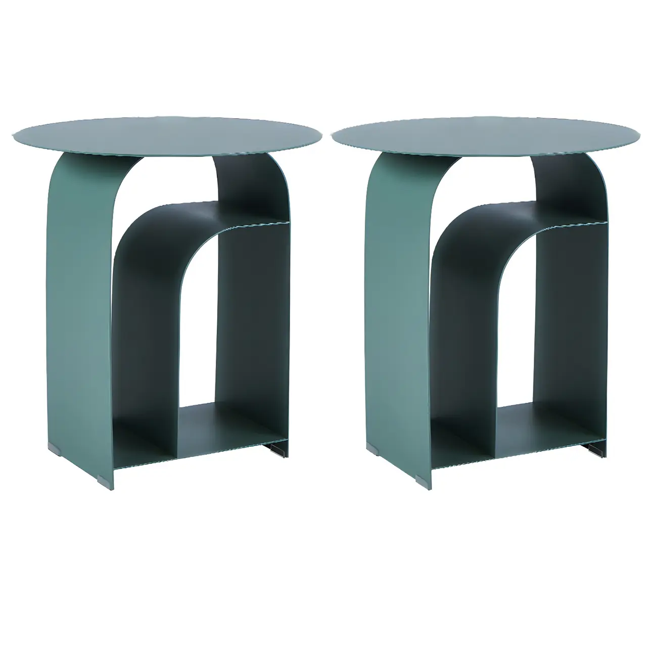 Simplistic White Metal Bedside Table with Open Storage Image - 7 | homeyfad