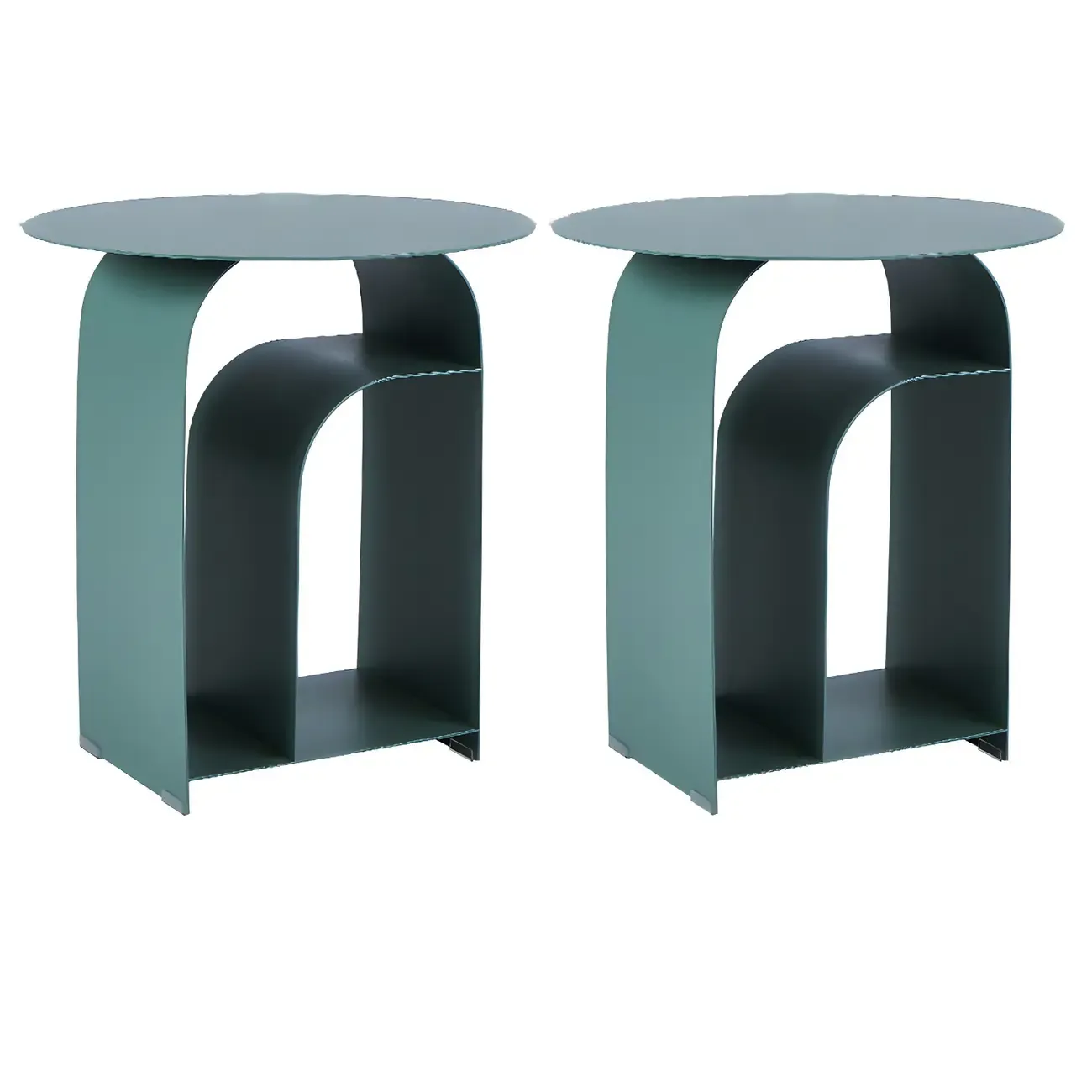 Simplistic White Metal Bedside Table with Open Storage Image - 7