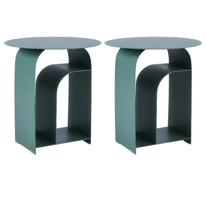 Simplistic White Metal Bedside Table with Open Storage Image - 7