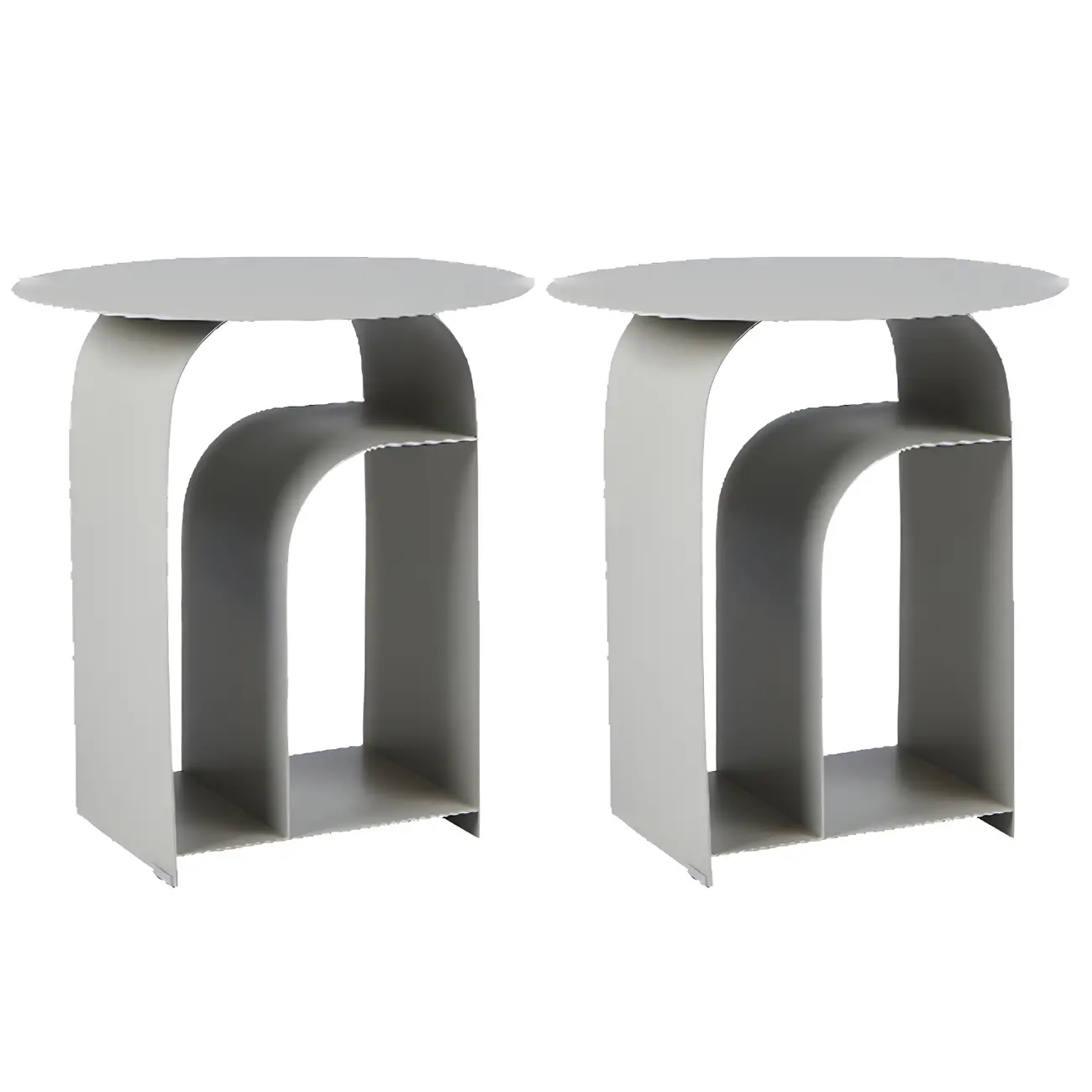 Simplistic White Metal Bedside Table with Open Storage Image - 9 | homeyfad
