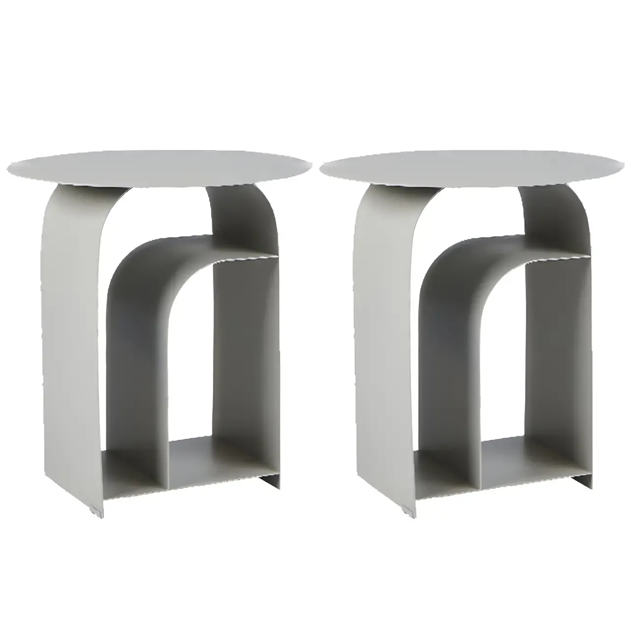 Simplistic White Metal Bedside Table with Open Storage Image - 9