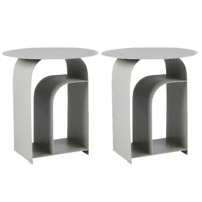 Simplistic White Metal Bedside Table with Open Storage Image - 9