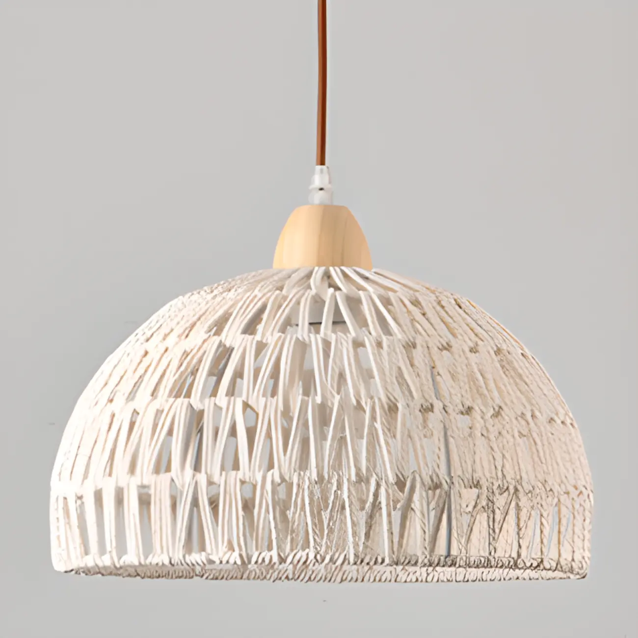 Natural Rattan Dome Pendant Lamp for Living Room Image - 10 | homeyfad