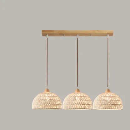 Natural Rattan Dome Pendant Lamp for Living Room Image - 11