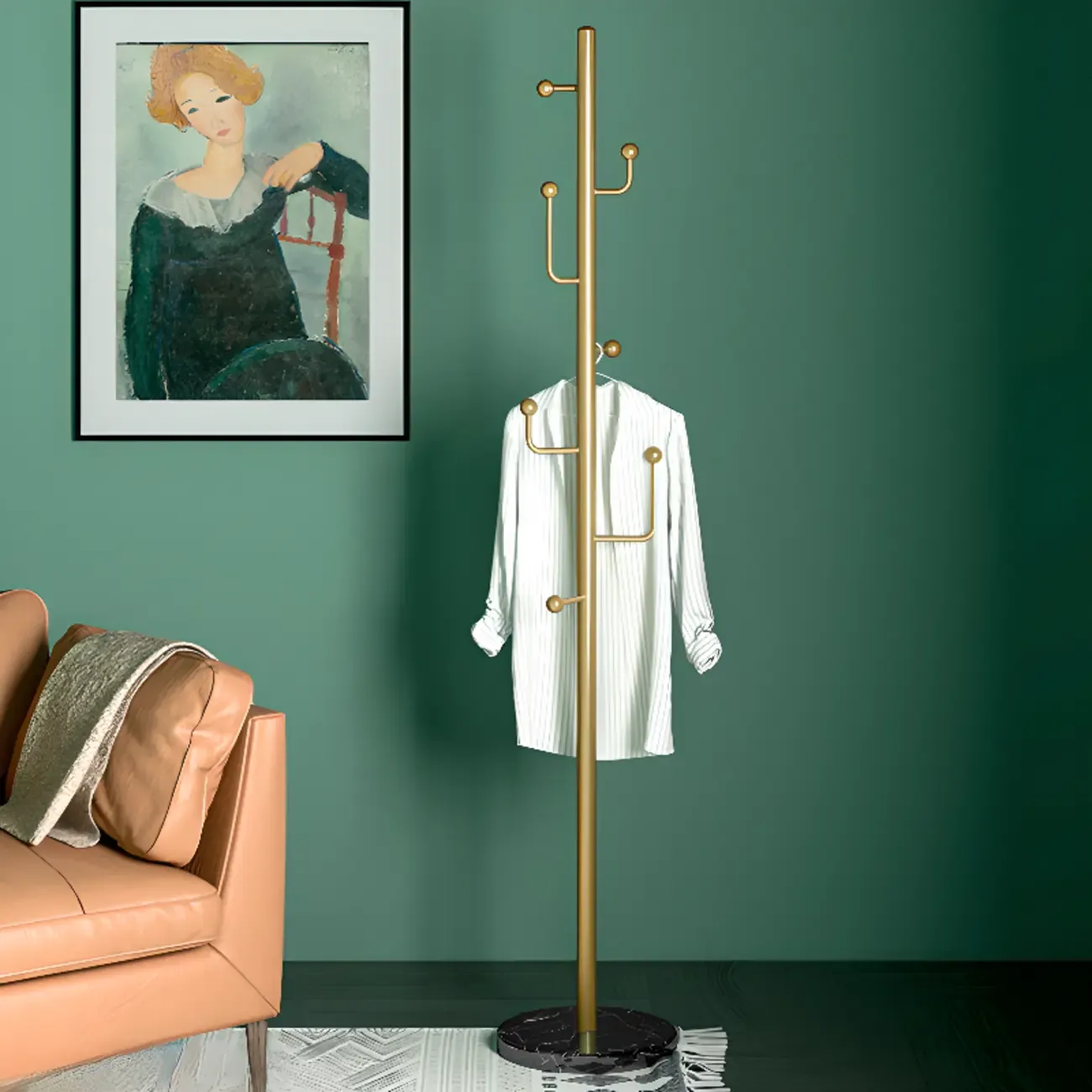 Glam Black Metal Freestanding Coat Rack Image - 9