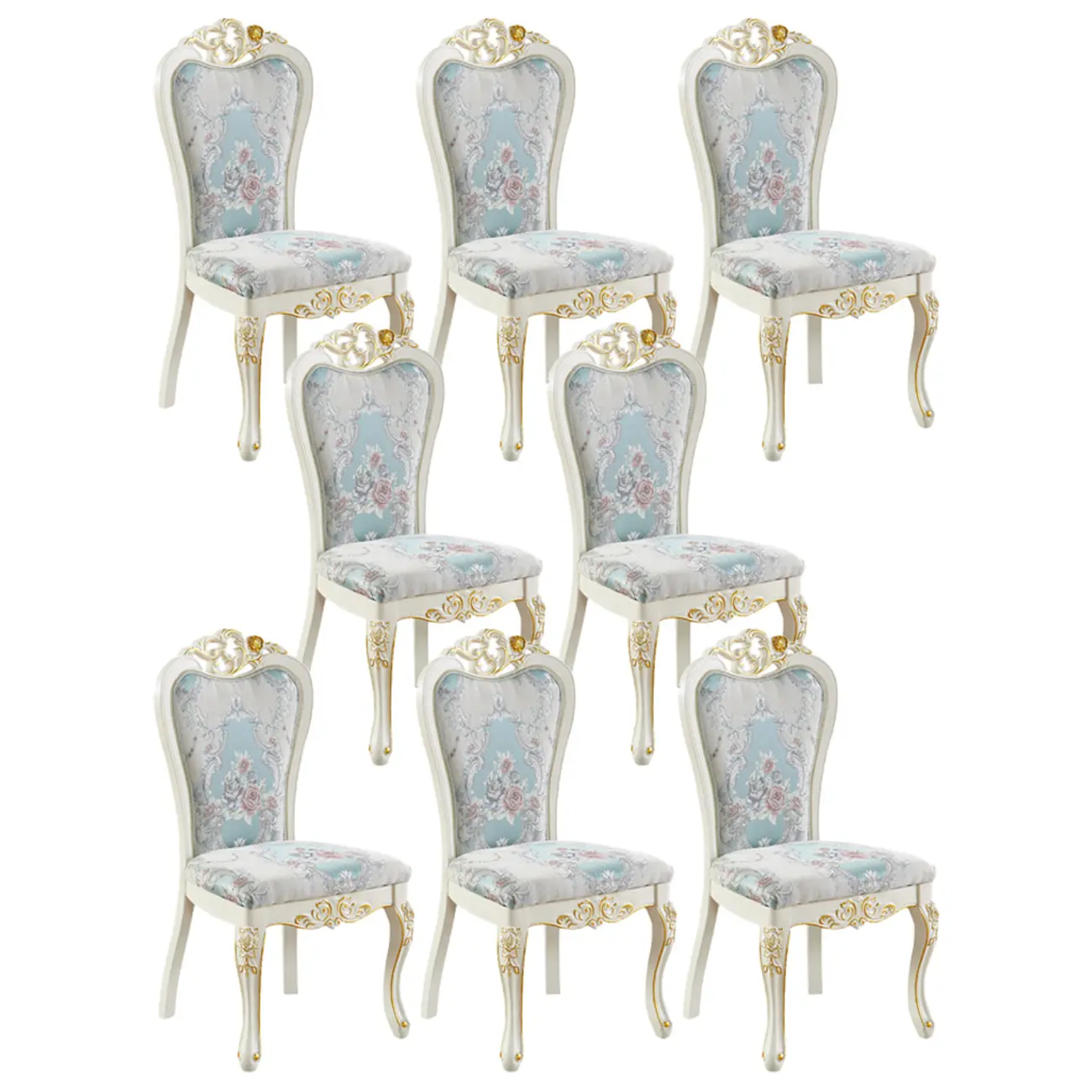 White Wood Victorian Upholstered Dining Chair Image - 15 | homeyfad
