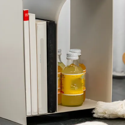 Simplistic White Metal Bedside Table with Open Storage Image - 10