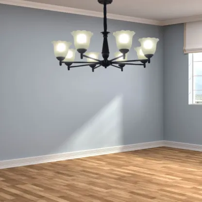 Vintage Metal Chandelier with Tulip Glass for Living Room Image - 5