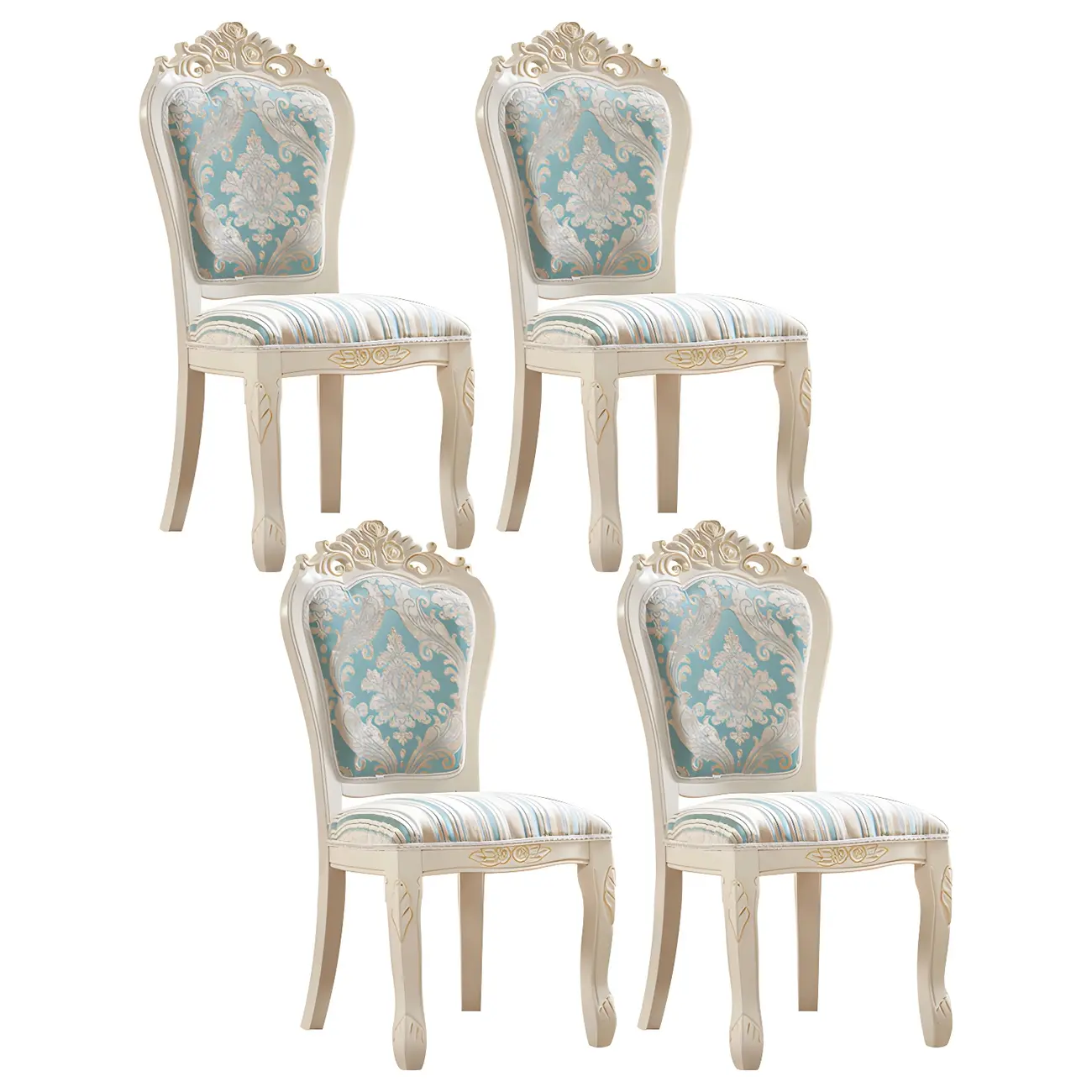 White Wood Victorian Upholstered Dining Chair Image - 16 | homeyfad
