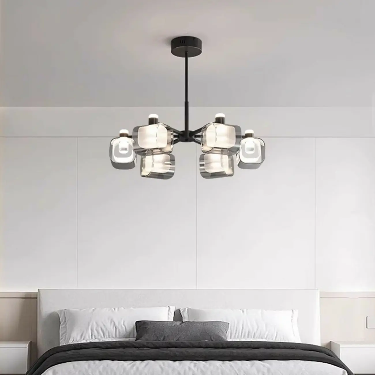 Modern Clear Glass Chandelier with Adjustable Hanging Length Image - 10 | homeyfad