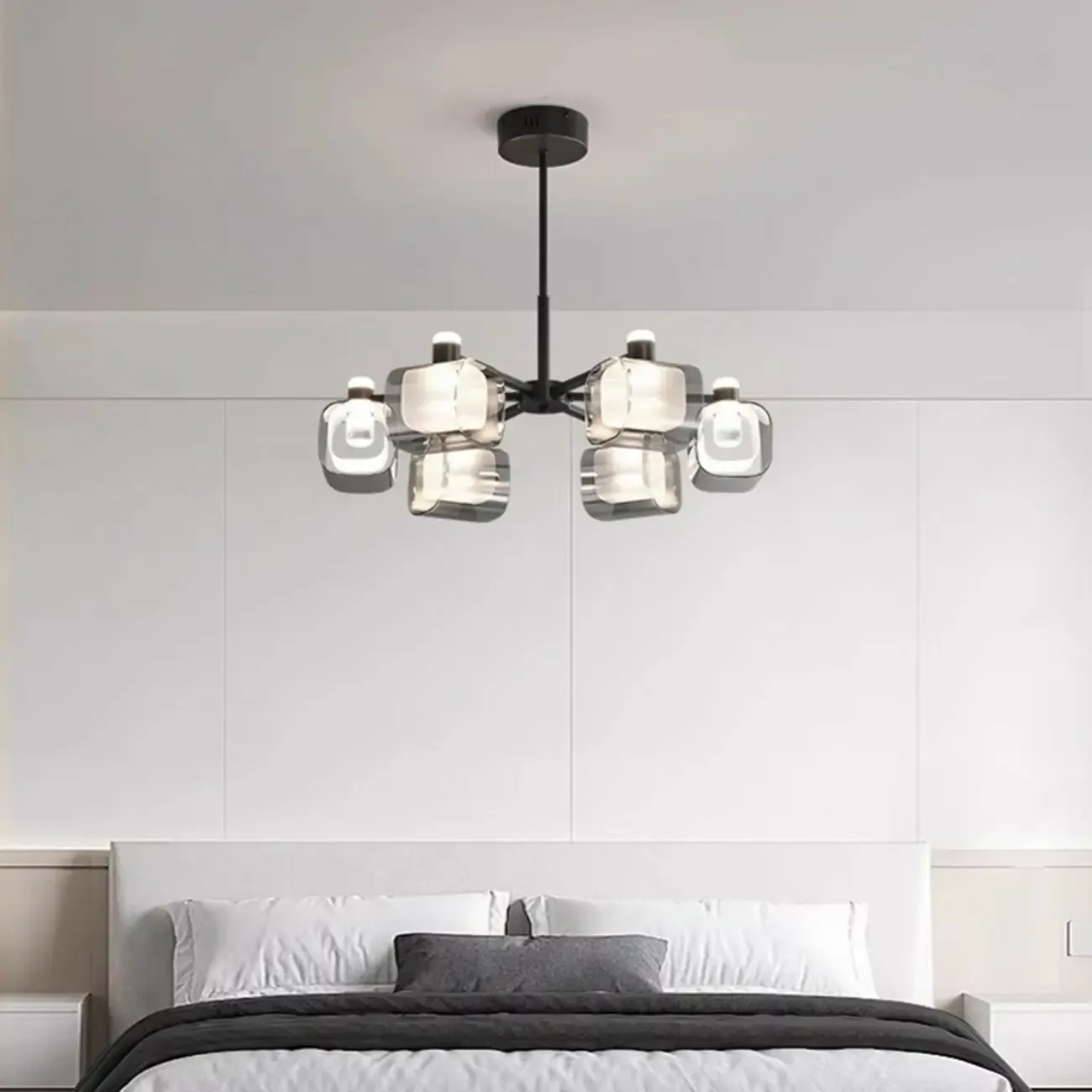 Modern Clear Glass Chandelier with Adjustable Hanging Length Image - 10