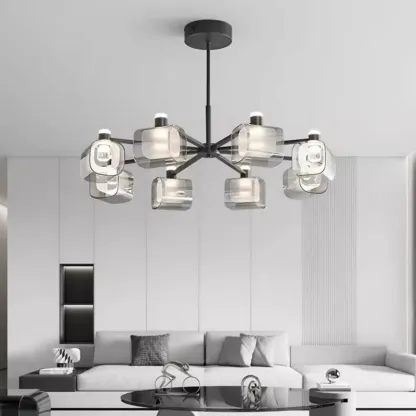 Modern Clear Glass Chandelier with Adjustable Hanging Length Image - 11