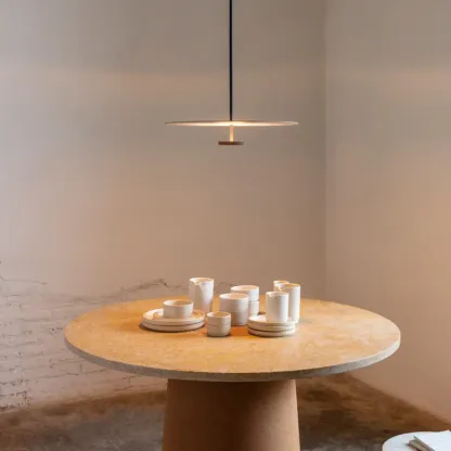 Sleek LED Minimalist Disc Shape Pendant Light for Dining Room Decor Image - 1