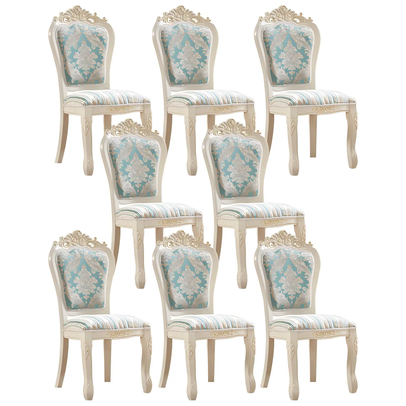 White Wood Victorian Upholstered Dining Chair Image - 17 | homeyfad